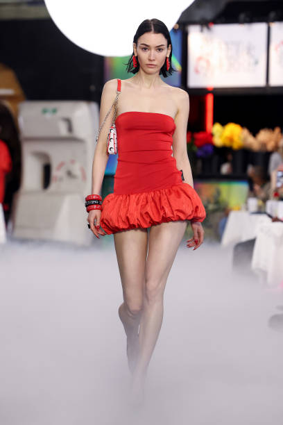 Model walks the runway during the Marine Serre Womenswear Fall/Winter 2024-2025 show as part of Paris Fashion Week on March 04, 2024 in Paris, France.