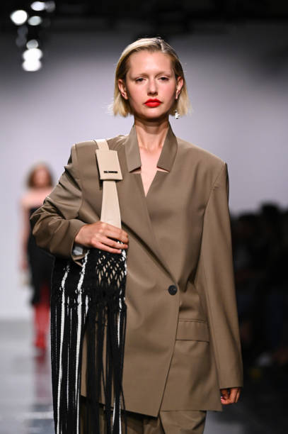 Model walks the runway for Elenareva at the Ukrainian Fashion Week Presents: Kseniaschnaider, Elenareva and Nadya Dzyak show during London Fashion...