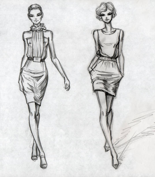 models (black-and-white) - fashion stock illustrations