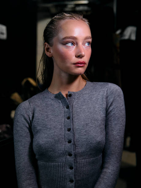 Models have their hair, make-up and outfits prepared backstage ahead of the DI PETSA Spring/Summer 2025 collection, at London Fashion Week in London,...