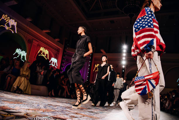 Models on the runway at Dior Pre-Fall 2024 Show held at the Brooklyn Museum on April 15, 2024 in New York, New York.