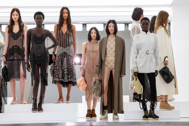 Models pose on the runway at the Fendi fashion show during the Milan Womenswear Spring/Summer 2025 on September 17, 2024 in Milan, Italy.