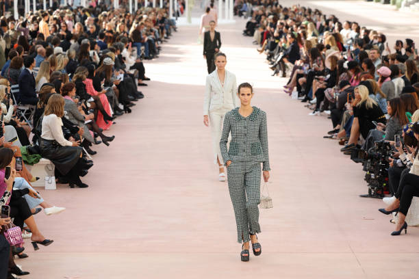 Models walk the runway during the Chanel Paris Womenswear Spring-Summer 2025 show as part of Paris Fashion Week on October 01, 2024 in Paris, France.