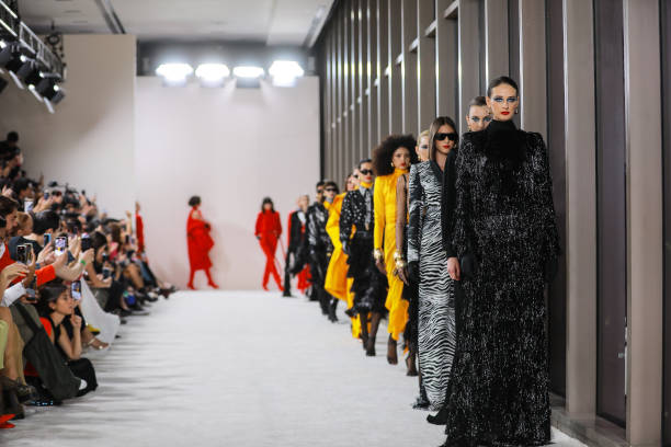 Models walks the runway during the Alfredo Martinez show as part of the Mercedes-Benz Fashion Week Mexico 2022 - Day 2 at Museo Anahualcalli on April...
