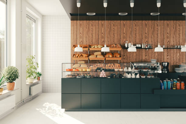 modern bakery cafe - home decoration stock pictures, royalty-free photos & images