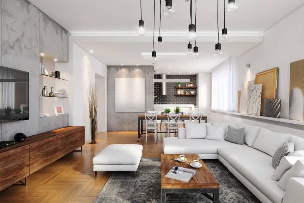 modern hipster apartment interior - home decoration stock pictures, royalty-free photos & images