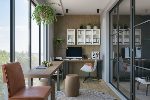 modern home office - home decoration stock pictures, royalty-free photos & images