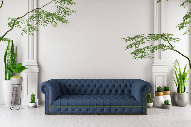 modern interior sofa with green plants - garden decoration stock pictures, royalty-free photos & images