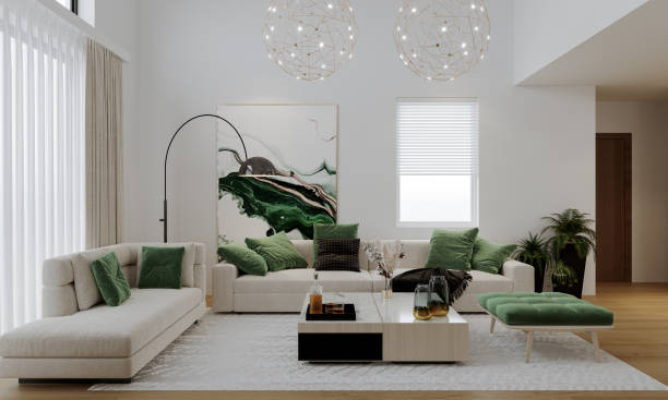 modern living room interior - home decoration stock pictures, royalty-free photos & images