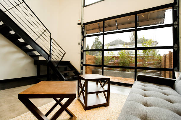 modern living space with natural light - garden decoration stock pictures, royalty-free photos & images