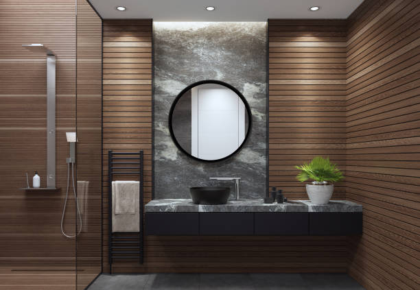 modern minimalist bathroom - home decoration stock pictures, royalty-free photos & images