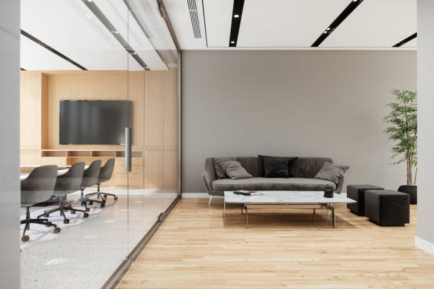 modern office space with lobby - home decoration stock pictures, royalty-free photos & images