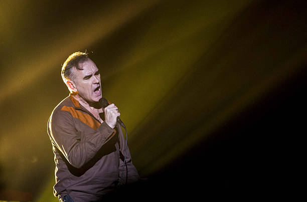 Morrissey, vocalist of the band The Smiths, performs on stage at Volkswagen Arena on December 17, 2014 in Istanbul, Turkey.