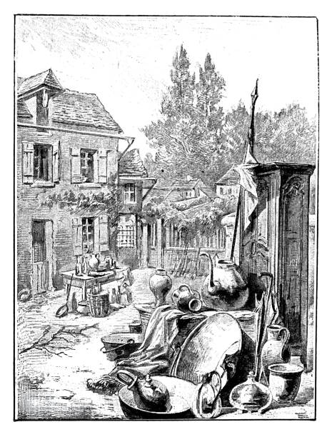 moving ,farm backyard - garden decoration stock illustrations