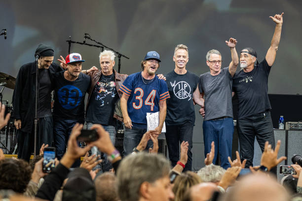 Multi-instrumentalist Josh Klinghoffer, bassist Jeff Ament, lead guitarist Mike McCready, singer, songwriter and guitarist Eddie Vedder, drummer Matt...