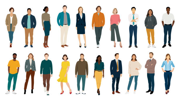 multiethnic group of people - fashion stock illustrations