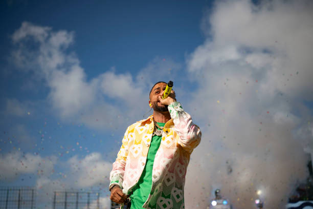Musical artist DJ Adoni performs after the 2024 Dominican Republic Series game between the Boston Red Sox and the Tampa Bay Rays at Estadio Quisqueya...