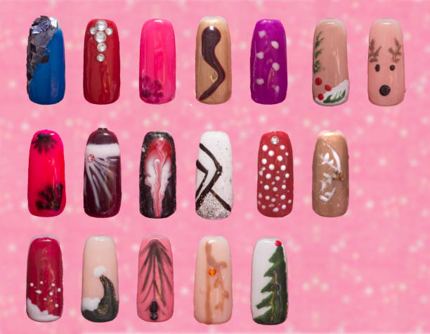nail designs for semi-permanent manicures - aesthetics and beauty. - nails art stock pictures, royalty-free photos & images