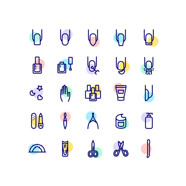 nail polish manicure outline - nails art stock illustrations