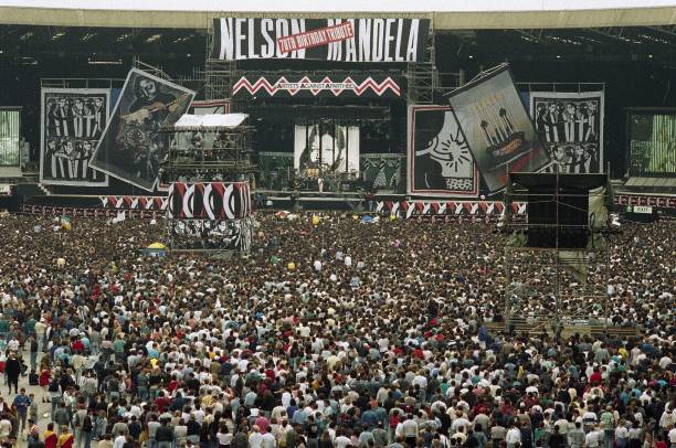 Nelson Mandela 70th Birthday Tribute Concert at Wembley Stadium in London 11th June 1988.