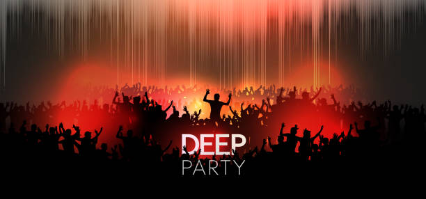 neon dance party crowd background - concert stock illustrations