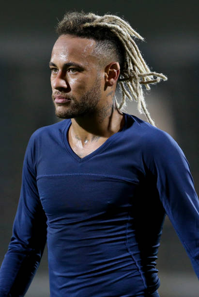 Neymar Jr of PSG and his dreadlocks following the French Cup match between GSI Pontivy and Paris Saint Germain at Stade du Moustoir on January 6,...