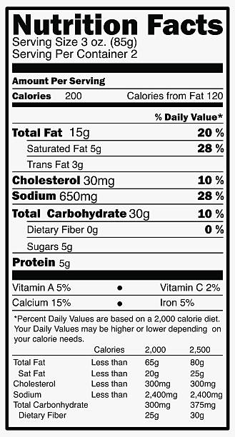 nutrition facts label isolated on white - food stock illustrations