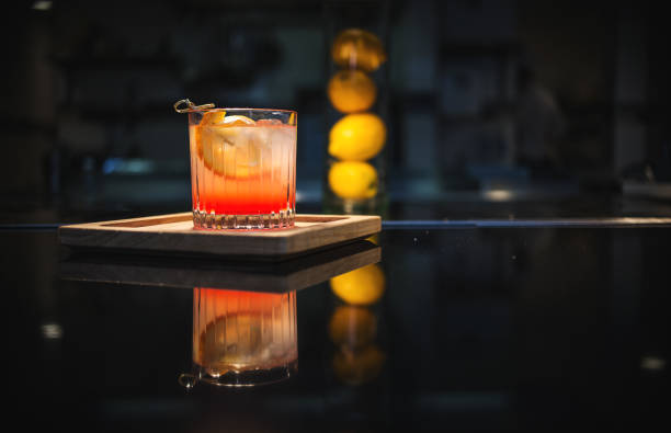 old fashioned on the bar - food stock pictures, royalty-free photos & images