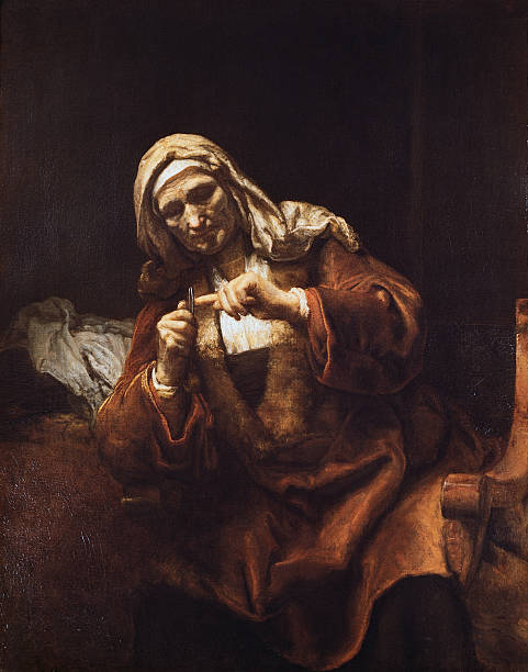 Old Woman Cutting Her Nails by School of Rembrandt, circa 1655.