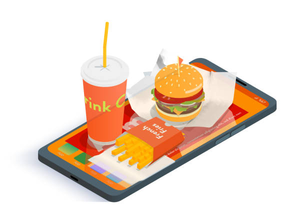 online fast food delivery - junk food stock illustrations