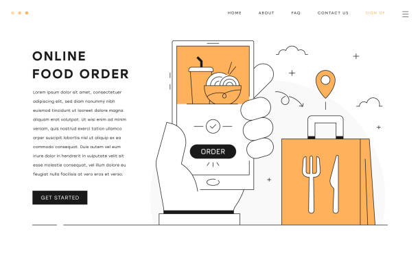 online food order - landing page template - junk food stock illustrations