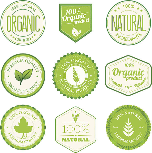 organic product badges - food stock illustrations