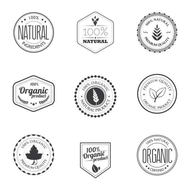 organic product stamps - food stock illustrations