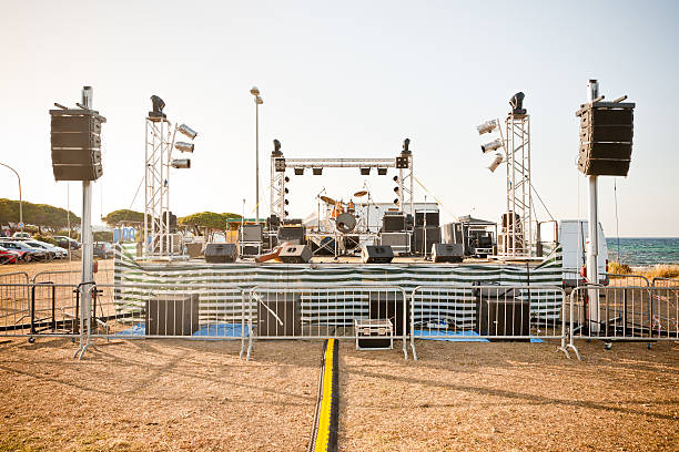 outdoor concert stage on a beach - concert stock pictures, royalty-free photos & images