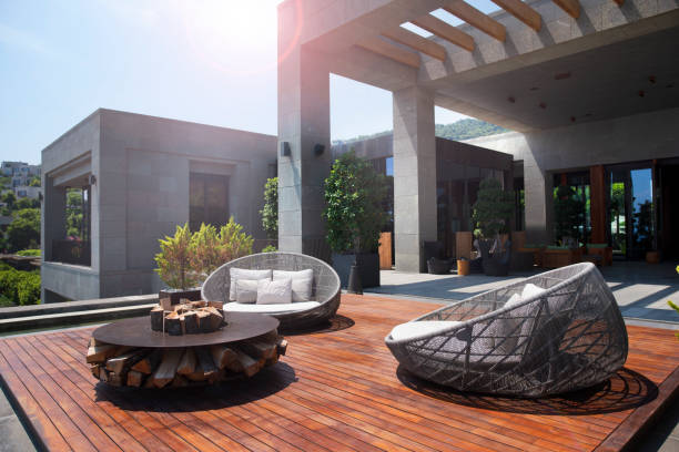 outdoor relax in luxurious style - garden decoration stock pictures, royalty-free photos & images