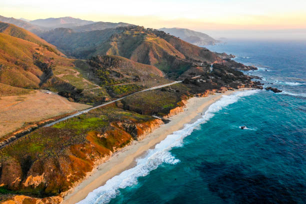 pacific ocean at big sur - travel stock pictures, royalty-free photos & images