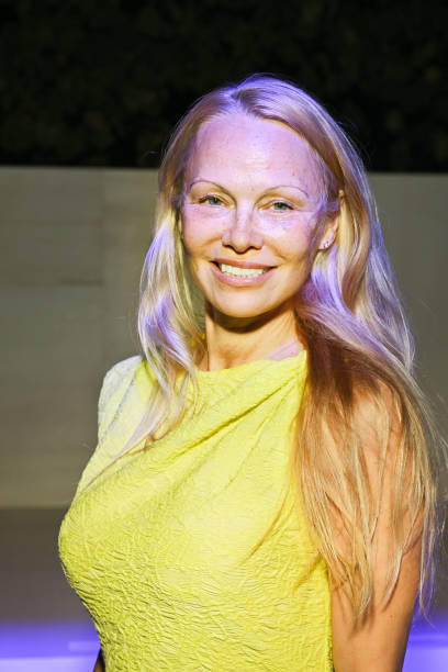 Pamela Anderson attends the Isabel Marant Womenswear Spring/Summer 2024 show as part of Paris Fashion Week on September 28, 2023 in Paris, France.