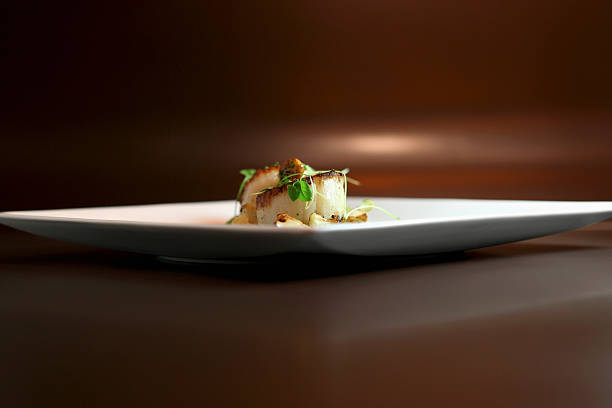 pan seared scallop on a plate - food stock pictures, royalty-free photos & images