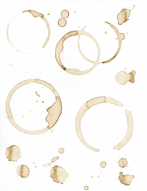 paper with coffee ring stains and coffee spills - coffee stock pictures, royalty-free photos & images