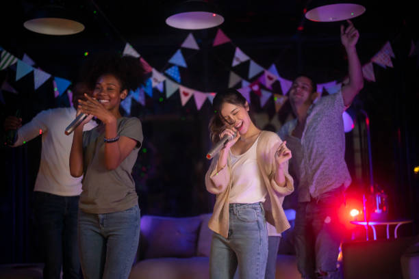 party - social event, friendship, domestic life, singing, dancing, - junk food stock pictures, royalty-free photos & images