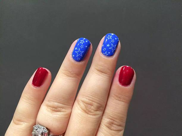 patriotic american flag nail art - nails art stock pictures, royalty-free photos & images