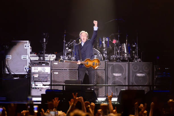 Paul McCartney performs during the "Got Back" Tour at Marvel Stadium.