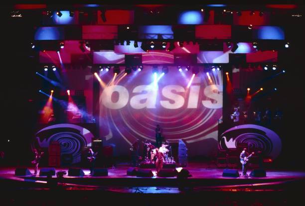 Photo of STAGE and CONCERT and OASIS, wide view of stage for Oasis Manchester City gigs