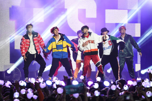 Pop sensation BTS are seen at Jimmy Kimmel Live on November 15, 2017 in Los Angeles, California.