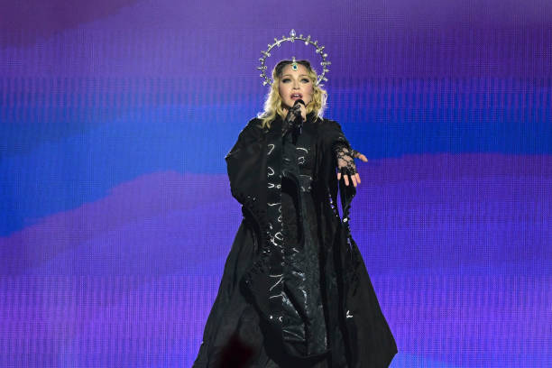 Pop star Madonna performs onstage during a free concert at Copacabana beach in Rio de Janeiro, Brazil, on May 4, 2024. . Madonna ended her "The...
