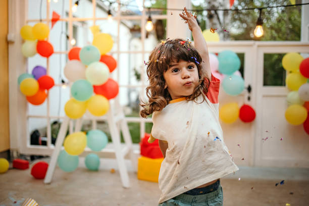 portrait of birthday boy - garden decoration stock pictures, royalty-free photos & images