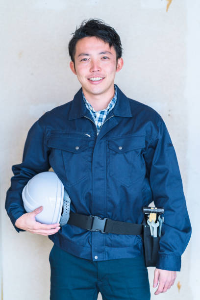 portrait of construction worker - home decoration stock pictures, royalty-free photos & images