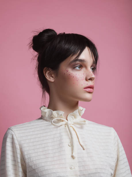 portrait of young girl with freckles - hairstyle stock pictures, royalty-free photos & images
