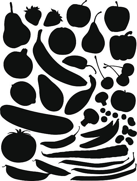 produce silhouettes - food stock illustrations