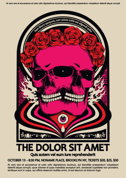 psychedelic poster - concert stock illustrations